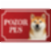 Akita Inu - Kovová tabuľka POZOR PES