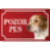 Francúzsky španiel - Kovová tabuľka POZOR PES