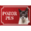 Karelský medvedí pes - Kovová tabuľka POZOR PES