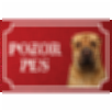 Šarpej - Kovová tabuľka POZOR PES
